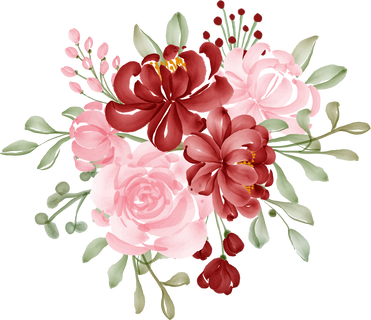 flower arrangement red and pink watercolor